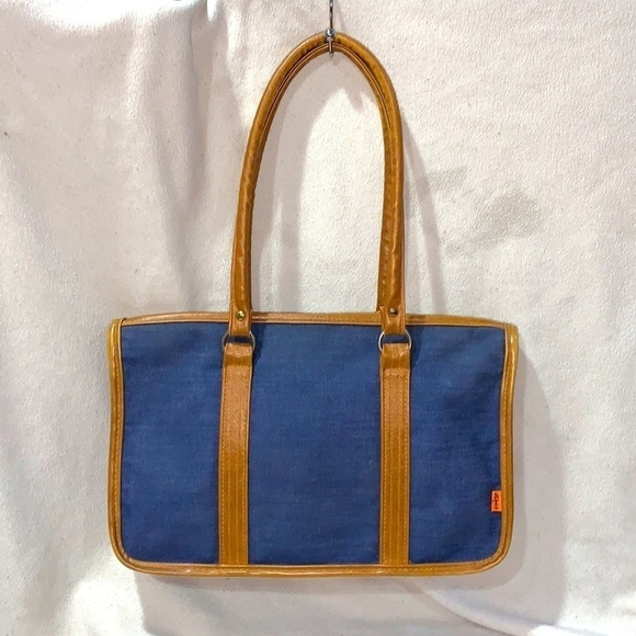 Levi’s Tote Bag Blue Denim With Vinyl Liner - Picture 1 of 10